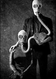 Couple in gas masks